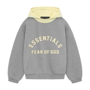 Fear of God Essentials Kids Nylon Fleece Hoodie Dark Heather/Yellow-Size Small